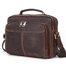 Vintage Men Briefcase Shoulder Bag Genuine Leather Work Crossbody Messenger Tote - £84.28 GBP