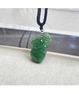 18k White Gold Bail Hand Carved Monkey and Peach Jade Pendant, Natural G... - $108,065.43 MXN