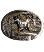 Kansas 1990 By H Bryant Inc 3134 Running Deer Buck Belt Buckle Made In M... - $19.99