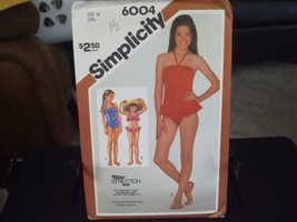 Simplicity 6004 Girl&#39;s Swimsuits &amp; Bikini Pattern - Size 14 Chest 32 Wai... - $14.84