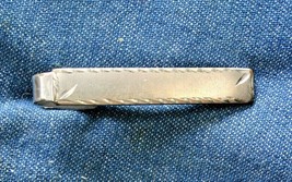 Speidel Engraved Textured Silver-tone Tie Clip 1960s vintage 1 7/8&quot; - £10.35 GBP