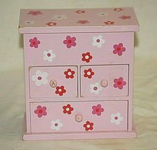 Girl&#39;s Pink Trinket Keepsake Jewelry Storage Box w Floral Designs Unbranded - £25.68 GBP