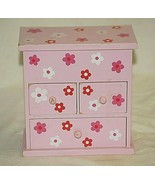 Girl&#39;s Pink Trinket Keepsake Jewelry Storage Box w Floral Designs Unbranded - £25.62 GBP