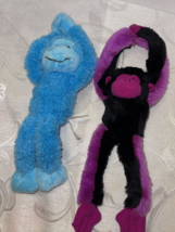 Lots Of Two Hanging Monkeys Plush Stuffed Fiesta &amp; Dan Dee Blue Purple K... - $14.85