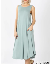  Zenana S Viscose Stretch Jersey Sleeveless Round Neck A Line Dress Lt G... - £12.54 GBP