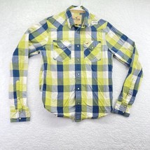 Hollister Mens Pearl Snap Shirt Size Medium Green Blue Plaid Western Cut Y2K - £11.86 GBP