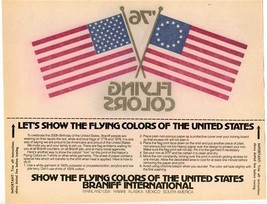 76 FLYING COLORS Original Iron On Braniff International Stars Stripes Flags - £35.49 GBP