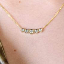 Diamond necklace 14 k gold bezel set diamond necklace 0.60 ct genuine diamonds - £751.47 GBP