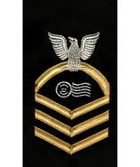 USN  RATING BADGE PCC POSTAL CLERK CPO E-7 GOLD ON BLACK MALE - $9.85