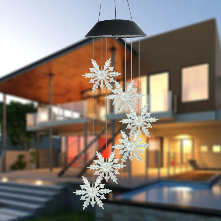 Solar-Powered Snowflake Shape Light Waterproof Colorful Disco Light Christmas St - £77.57 GBP