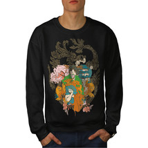 Wellcoda Fantasy Japanese Skull Mens Sweatshirt, Evil Casual Pullover Jumper - £23.58 GBP+