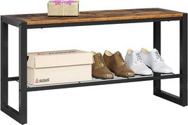 Homefort Shoe Bench, Modern Industrial Shoe Storage Bench,, Rustic Brown - £51.34 GBP