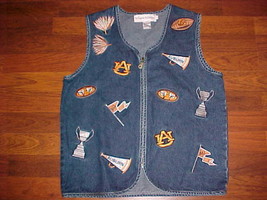 Collegiate Collection NCAA SEC Auburn Tigers Football Women Blue Denim Vest S - £30.99 GBP
