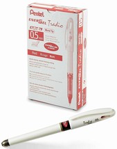 NEW Pentel 12-Pack EnerGel Tradio Pearl .5mm RED INK Gel Pen Classroom Supplies - £6.59 GBP