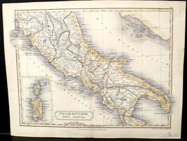 SIDNEY HALL 1860 Map Ancient Italy Beautiful Hand Colored 11&quot; x 8&quot;  - £26.57 GBP