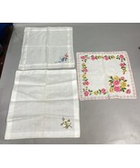 Set Of 3 Vintage Floral Handkerchiefs - With Scalloped &amp; Flat Edges - €10,13 EUR