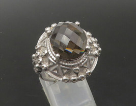 925 Sterling Silver - Vintage Faceted Smoky Topaz Cocktail Ring Sz 8 - RG22406 - £54.37 GBP
