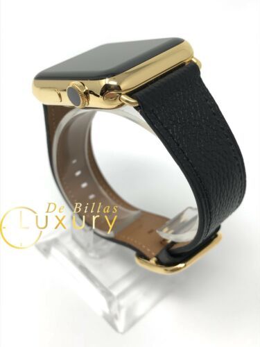 42MM Apple Watch 24K Gold Plated W/Black and Brown Leather Classic Buckle Gen 1 Item image 2