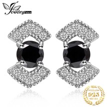 JewelryPalace Genuine Black Spinel 925 Silver Stud Earrings for Woman Engagement - £16.77 GBP