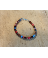 Handcrafted Bracelet, Multicolored Round Stone beads - $9.75