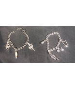 2 Charm Bracelets 1 Signed Maxann Ballerina 1 Trumpet Pineapple Harp Bic... - $187.21 MXN