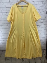 All American Comfort Dress Womens Sz 1X Pale Yellow Button Down Vintage ... - $19.79