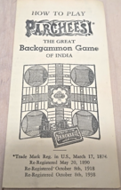 Vintage Selchow &amp; Righter Parcheesi Instructions - $11.87