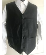 Pelle Studio Wilson Men&#39;s Large Black Leather Vest Button Front with Poc... - $27.16 CAD