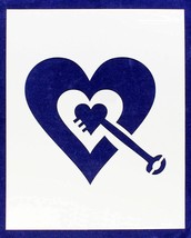 Heart with Key Stencil -Mylar 14 Mil 17.5"H X 14"W - Painting /Crafts/ Templates - £20.96 GBP