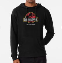 Jurassic Park Retro Red Life Finds A Way Classic Movie Logo Lightweight Hoodie - £26.74 GBP