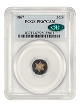 1867 3CS PCGS/CAC PR67CAM - £10,561.62 GBP