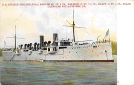 USS Philadelphia Cruiser US Navy Ship 1905c postcard - £6.22 GBP