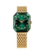 FACET RADIANT Princess-Cut GP Swiss Quartz Watch 15mm Band Green Dial - $782.03 CAD