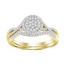 10k Yellow Gold Wedding Diamond Bridal Ring Set 0.25cttw - £352.09 GBP