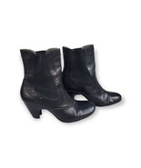GUC Born Black Lather Ankle Mid Heel Cone/Block Wood Heel Boots Size 7.5 - $53.20 CAD