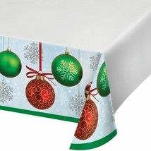 Sparkling Ornaments 54 x 102&quot; Border Print Paper Tablecover Christmas - £6.95 GBP