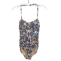 NWOT Women Size 4 Garnet Hill Mosaic Ikat Ruched Bandeau One-Piece Swimsuit - £38.10 GBP