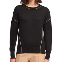 DKNY Womens Metallic Seam Crew Neck Sweater, Medium, Black - £69.30 GBP