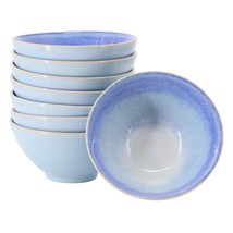 Meritage Windsor 8 Piece 6 Inch Round Stoneware Footed Bowl Set in Sea Blue - $875.20 MXN