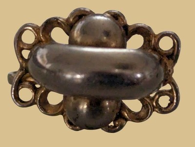 Vintage Domed Shiny & Swirled Gold Tone Screw Back Earrings Sixties Shells  Item image 2