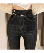 Black Double Strap Button Jeans - £38.35 GBP