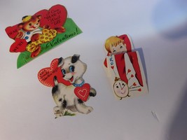 Vintage Valentines  Lot 42- Lot of 3 used  cards 1962 puppy, bear, boy i... - $5.93