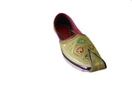 Men Shoes Jutties Indian Khussa Handmade Leather Espadrilles Gold Mojari... - $54.99