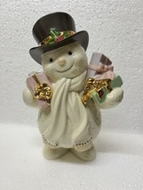 Lenox SPECIAL DELIVERY SNOWMAN Porcelain 6.5&quot; Figurine, Presents w/ Gold... - £36.16 GBP