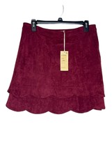 Aryeh Women&#39;s Shirt Faux Suede Boho Mini Scalloped Red Medium NWT - £20.96 GBP