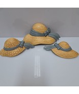 Vintage Burwood Plastic Straw Hat Wall Art Cottage Garden Decor Blue Bow... - $12.55