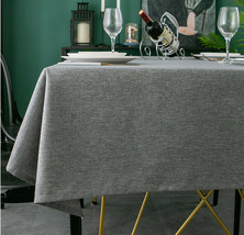 Tektrum 60&quot;X102&quot; Rectangle Faux Textured Tablecloth - Waterproof - Charcoal - £20.62 GBP