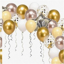 Golden Celebration Party Kit - Champagne Gold Balloons, Metallic Confett... - $516.51 MXN