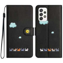 For Samsung Galaxy A53 Cartoon Cats Leather Phone Case(Black) - £3.94 GBP