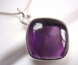 Amethyst Square Pendant with Soft Corners 925 Sterling Silver Cushion New - £15.86 GBP